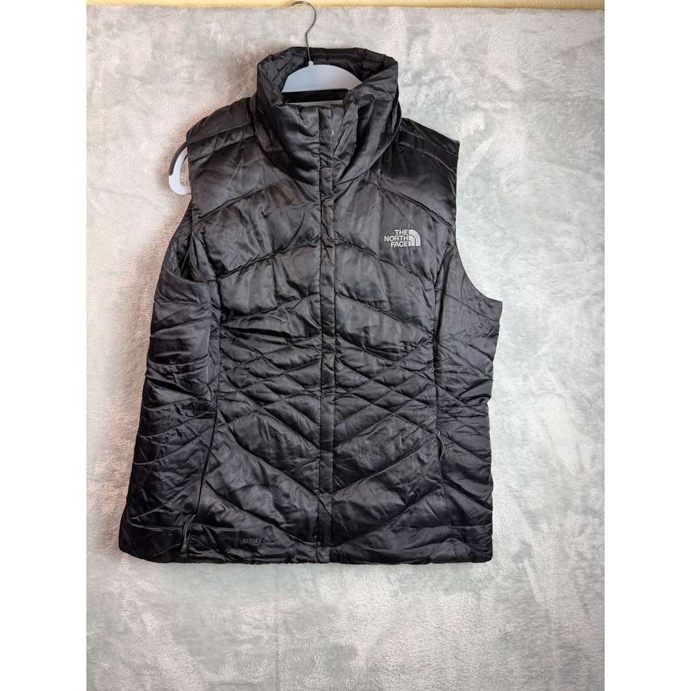 THE NORTH FACE Womens M Black 550 Fill Goose Down Quilted Puffer Vest Full Zip